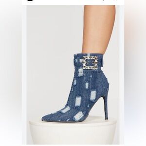Stylish Blue Denim Ankle Boots